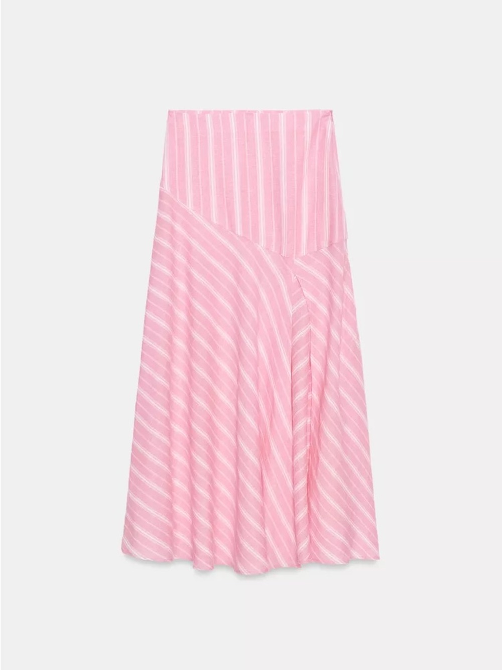 ZARA STRIPED LINEN MIDI SKIRT - Picture 8 of 11